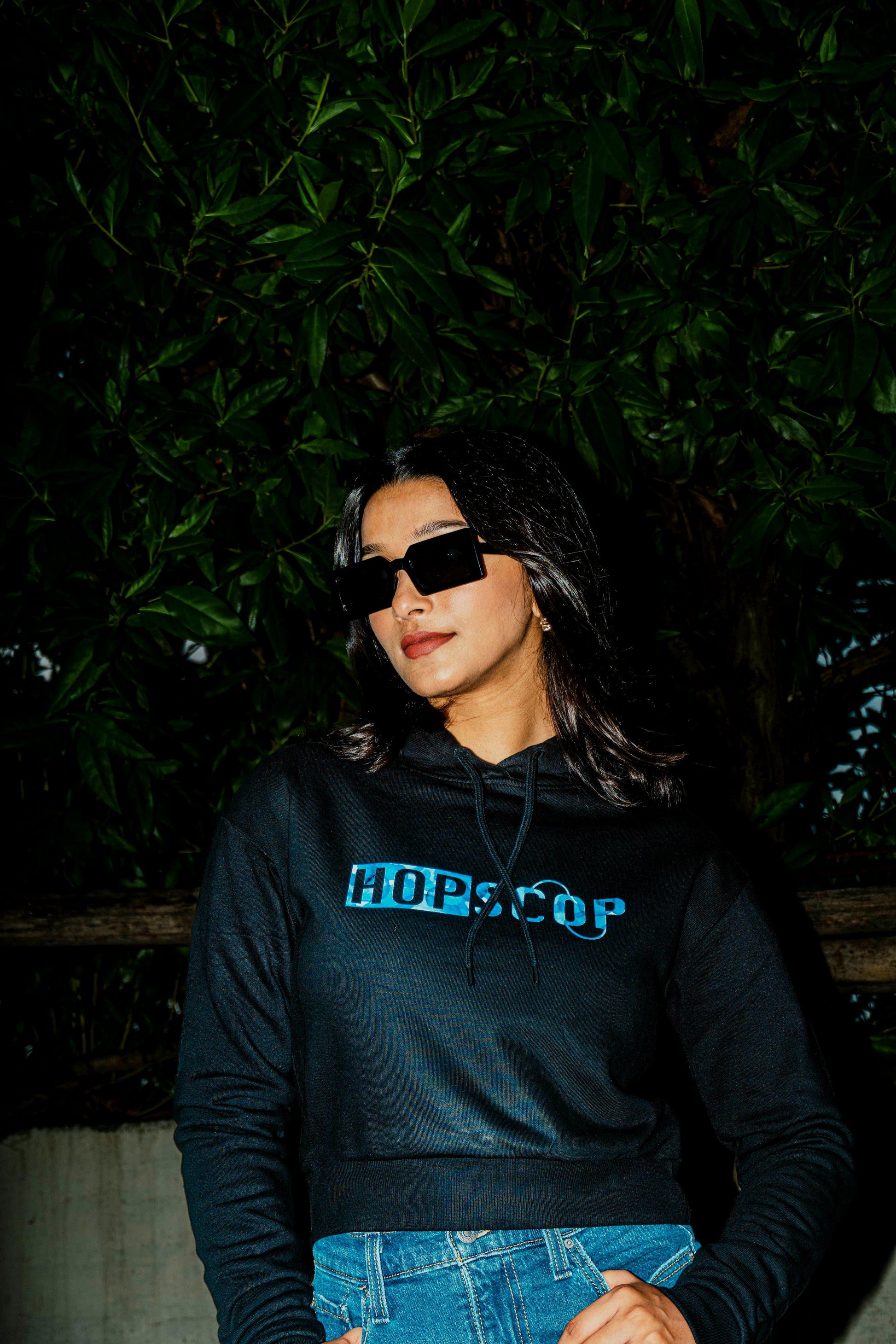 Midnight Reef Crop Hoodie